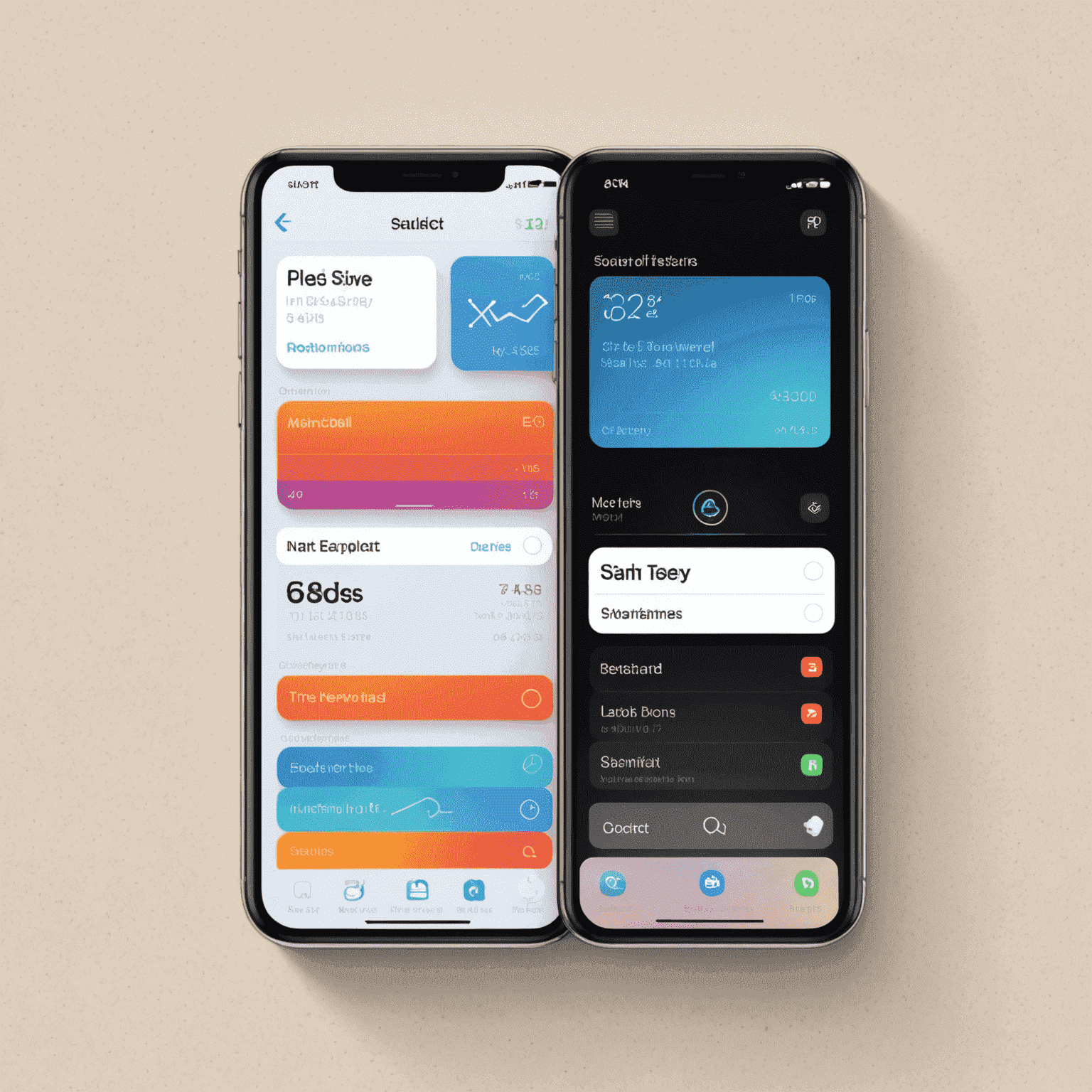 صورة توضيحية لواجهة iOS الجديدة مع إبراز الميزات الجديدة